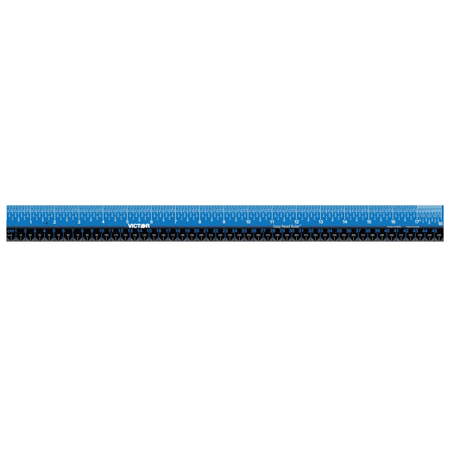 Easy Read™ Ruler, Stainless Steel, Blue/Black, 18"
