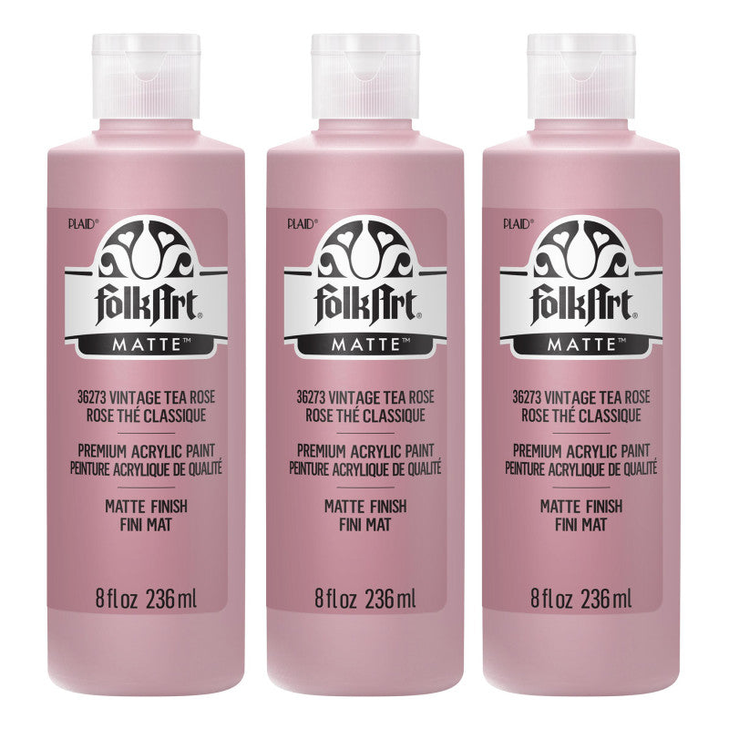Acrylic Paint Matte, 8oz., Vintage Tea Rose, Pack of 3