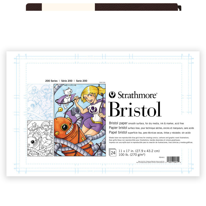 200 Series Bristol Paper Pad, Tape Binding, 24 Sheet, 11x17 inch, 1 Count