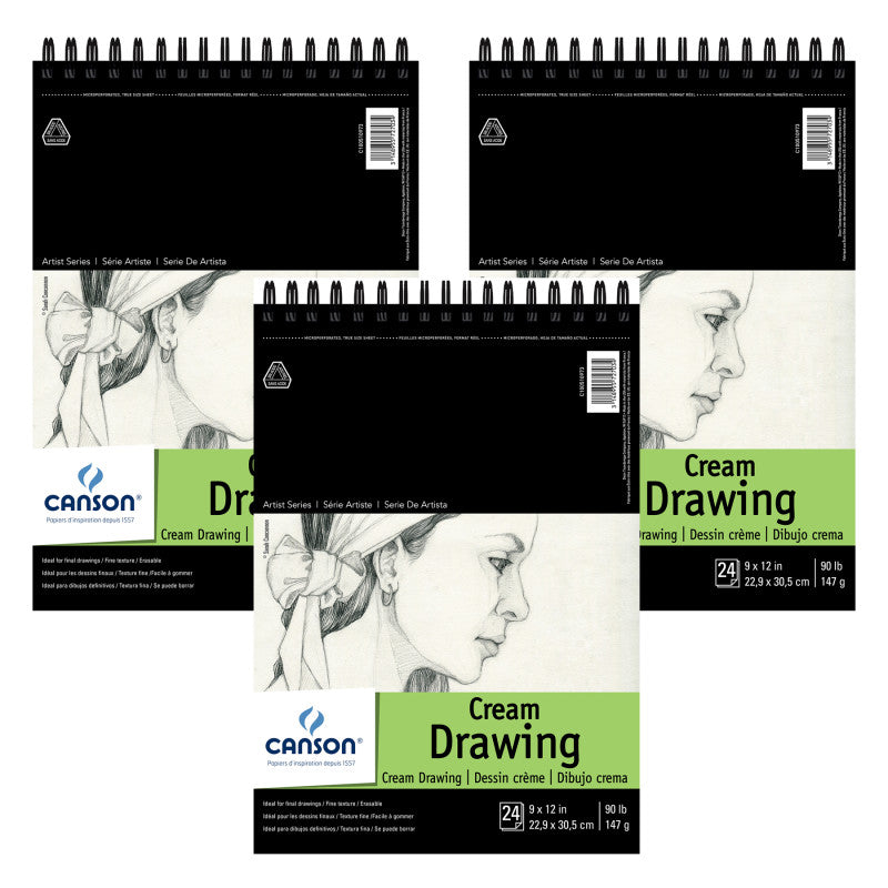 Artist Series Drawing Pad, Top Wire Binding, 24 Sheet, 9x12 inch, Pack of 3