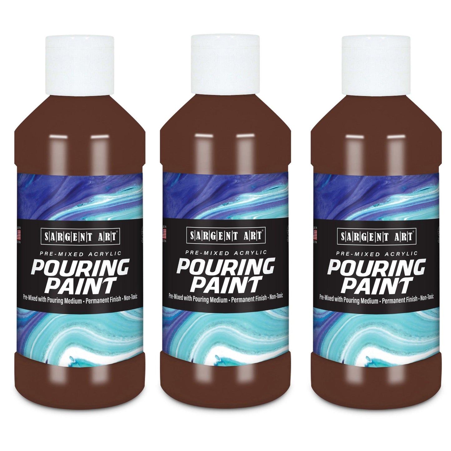 Acrylic Pouring Paint, 8 oz, Burnt Umber, Pack of 3 - Loomini