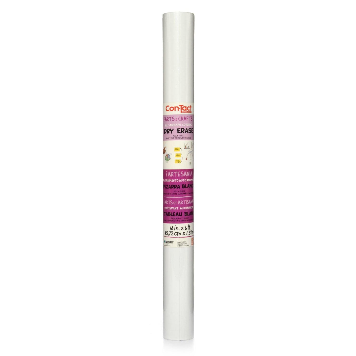 Adhesive Roll, Dry Erase, 18" x 6', Pack of 3 - Loomini