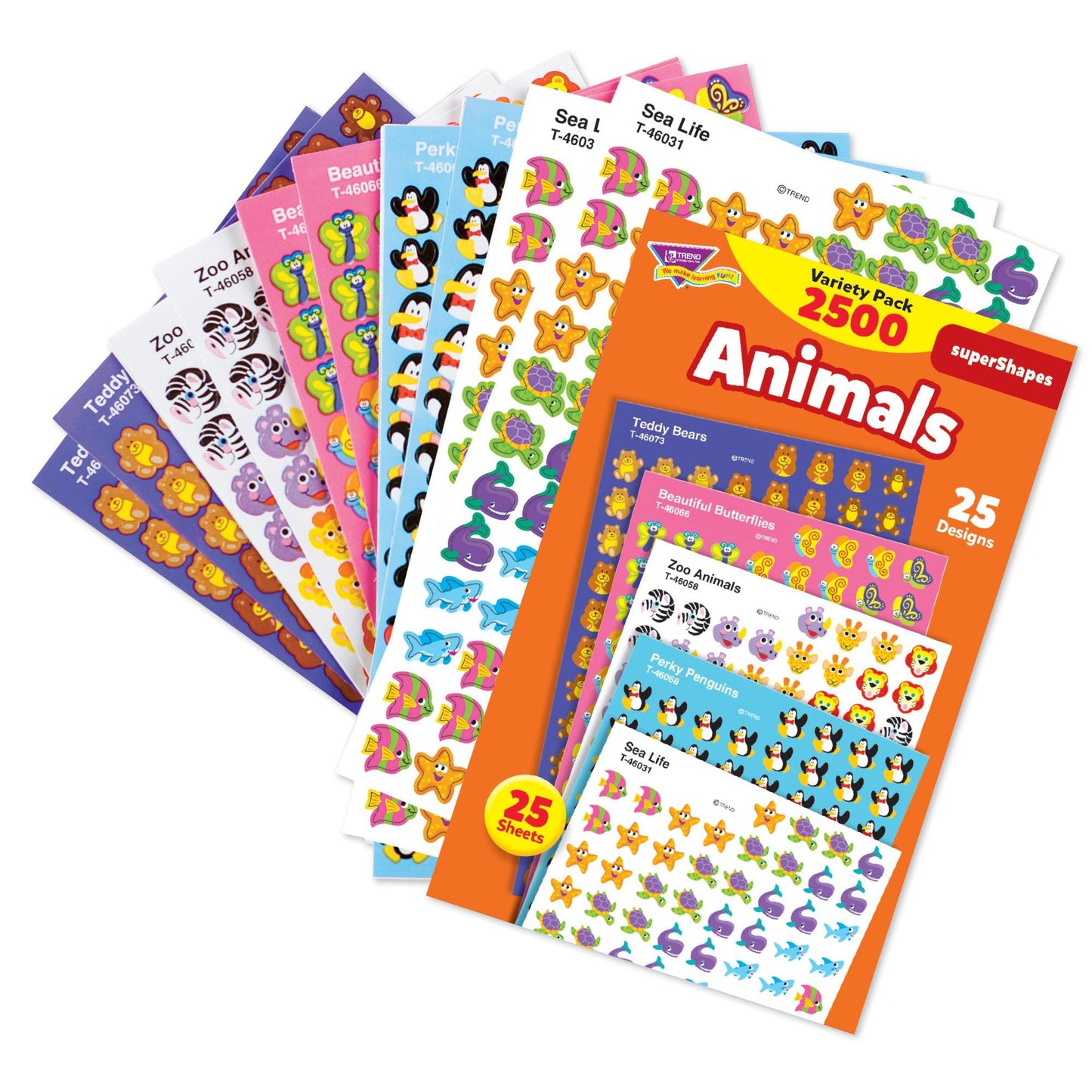 Animals superShapes Stickers Variety Pack, 2500 Per Pack, 3 Packs - Loomini