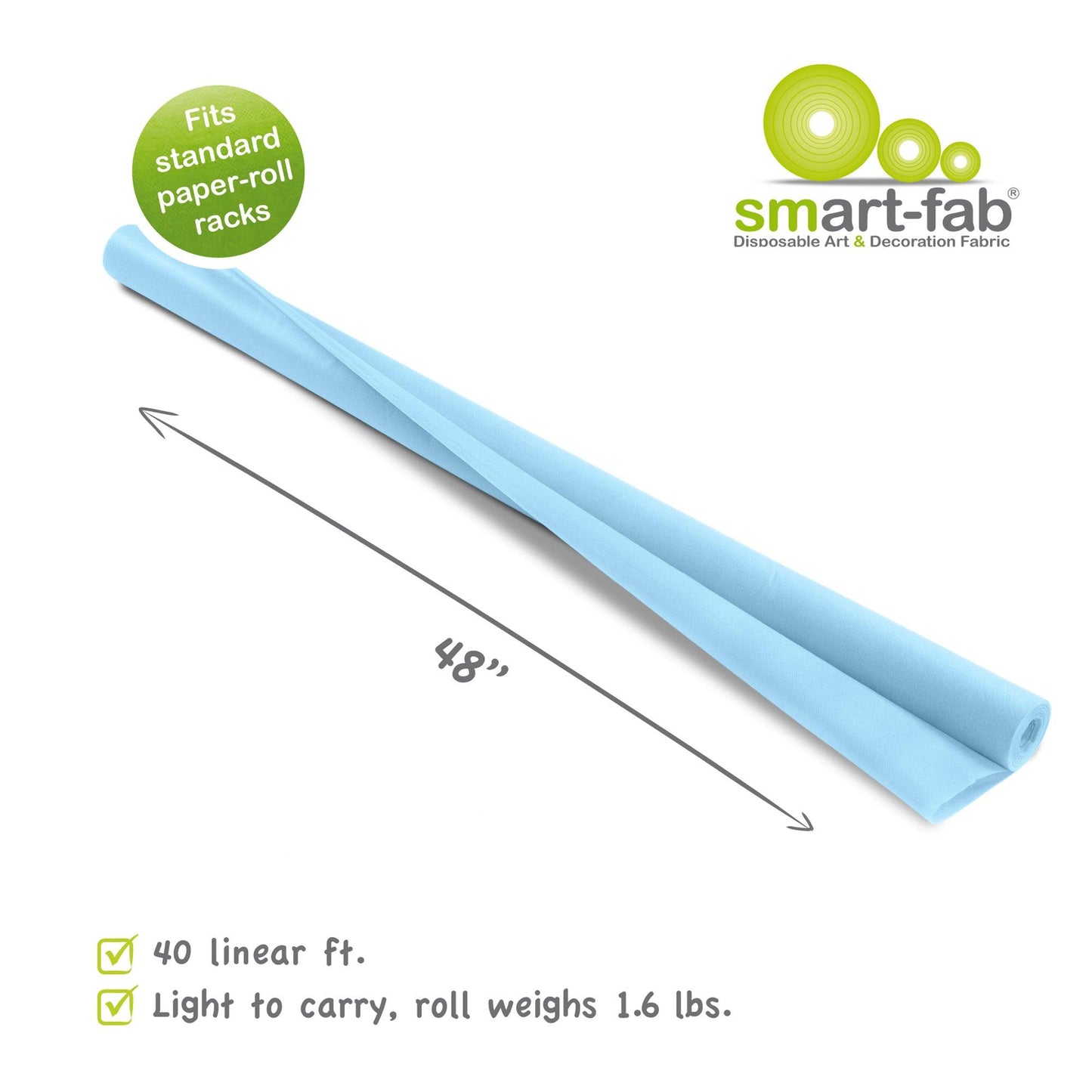 Art & Decoration Fabric Roll, 48" x 40', Sky Blue - Loomini