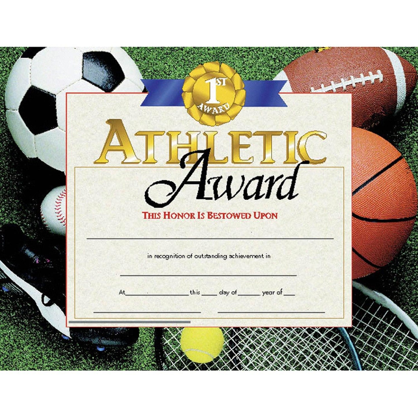 Athletic Award Certificates, 30 Per Pack, 3 Packs - Loomini