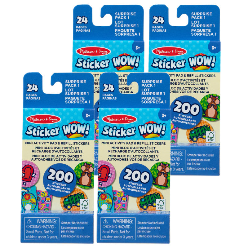 Sticker WOW! Mini Activity Pad with Refill Stickers - Surprise Pack 1, 4 Sets