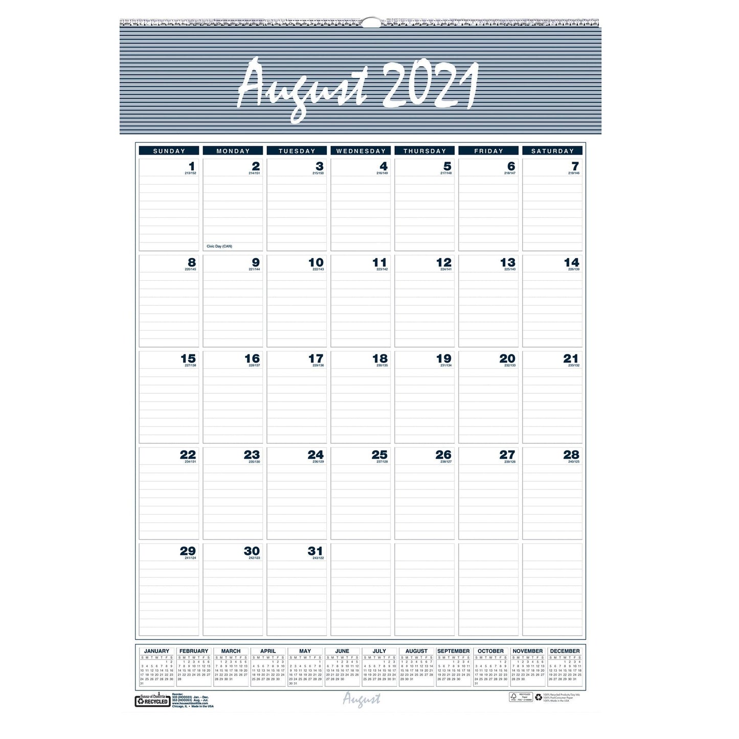 Bar Harbor Academic Wall Calendar, 31.25"L x 22"W - Loomini
