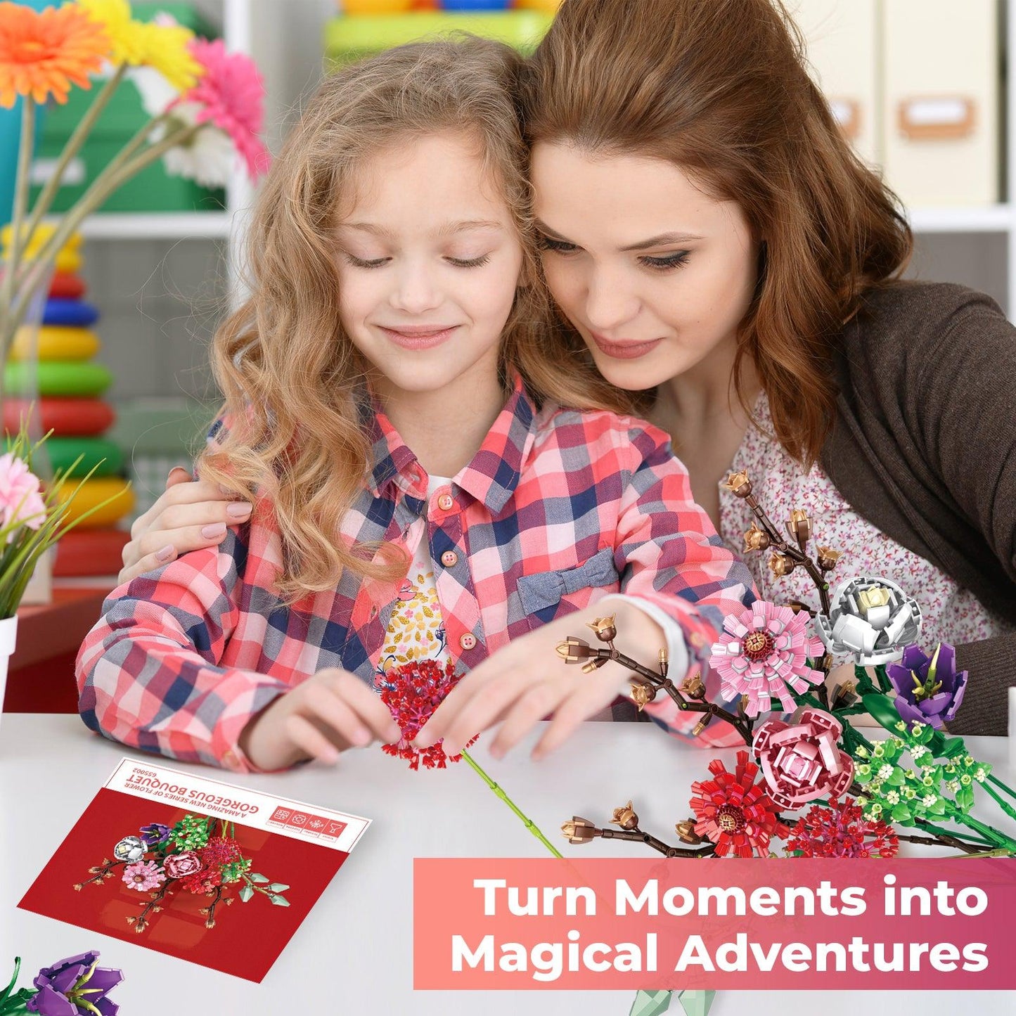 BK03 Spring Bouquet Floral Collection Building Block Set, 1237 Pieces - Loomini