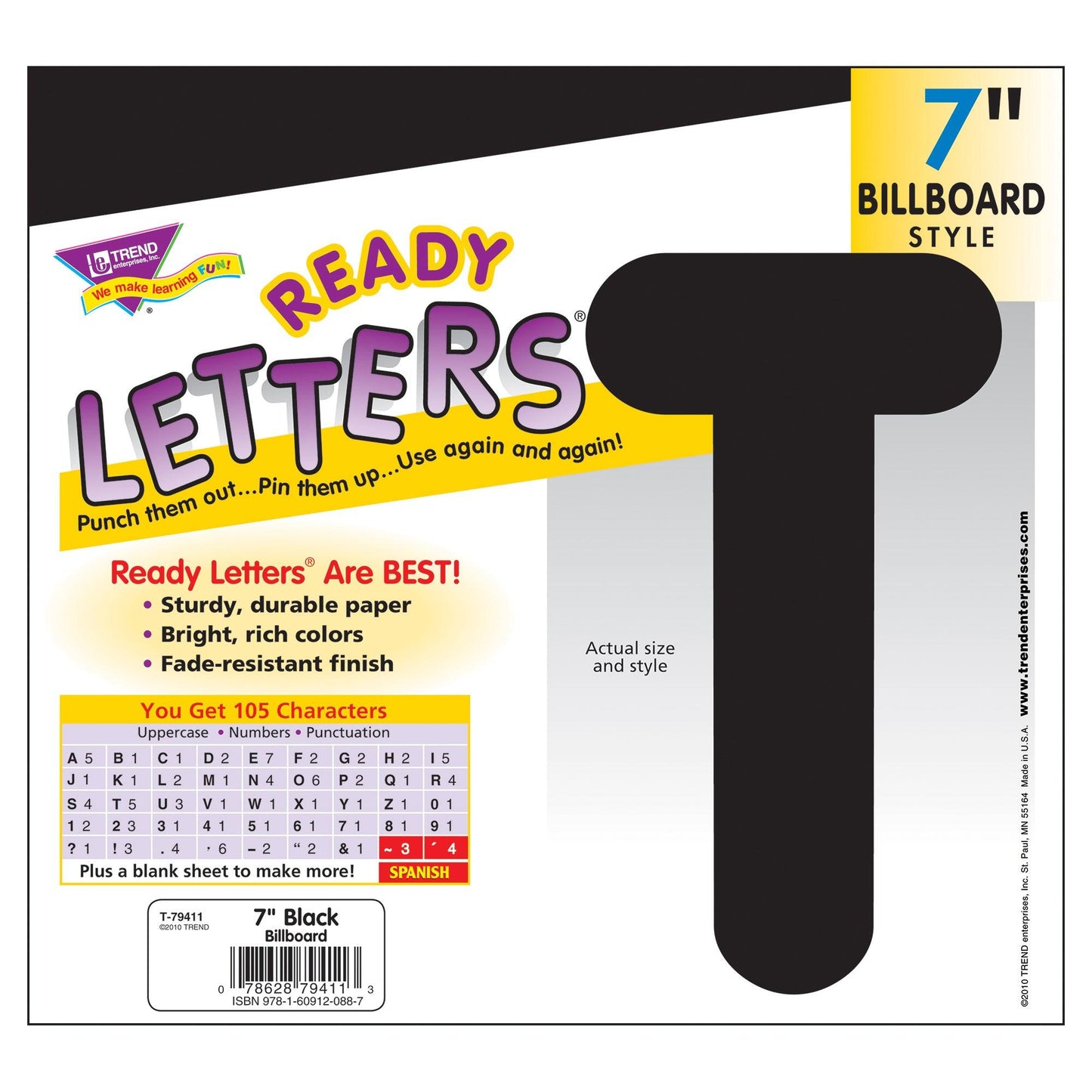 Black 7" Billboard Uppercase Ready Letters®, 3 Packs - Loomini