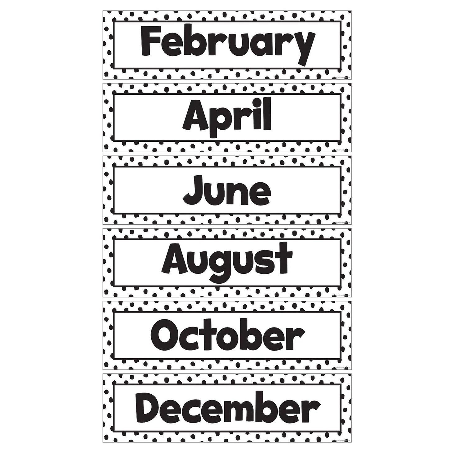 Black Painted Dots on White Monthly Headliners, 12 Per Pack, 3 Packs - Loomini