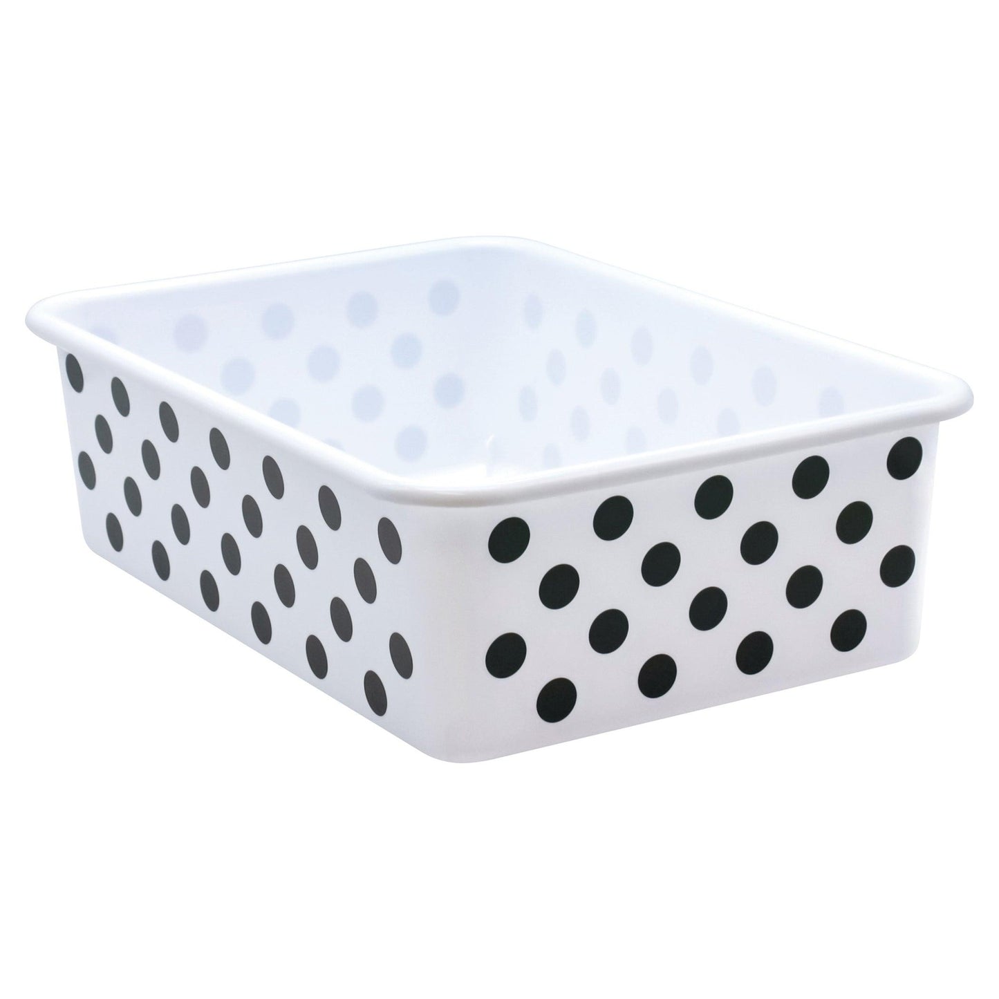 Black Polka Dots on White Large Plastic Storage Bin, Pack of 3 - Loomini