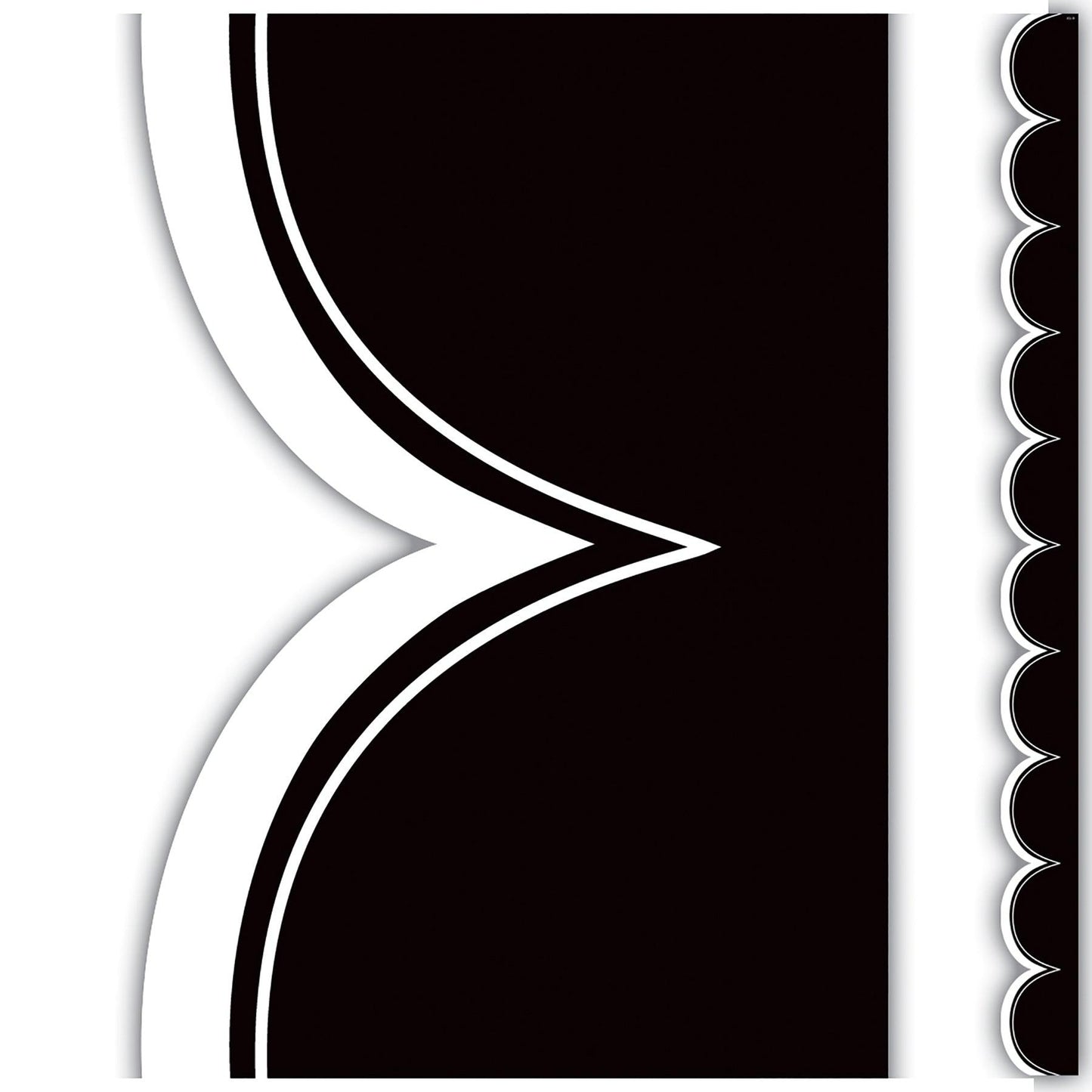 Black with White Scalloped Die-Cut Border Trim, 35 Feet Per Pack, 6 Packs - Loomini