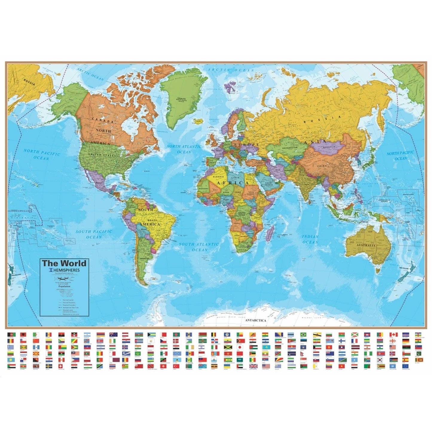 Blue Ocean Series World/USA Laminated Wall Maps, 2-Pack - Loomini