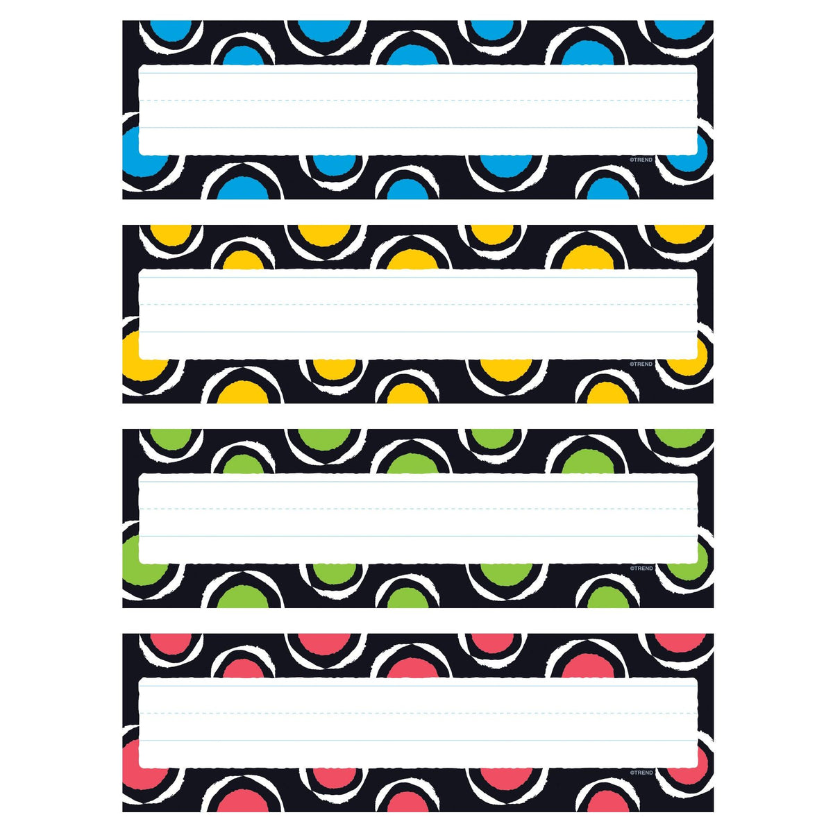 Bold Strokes Circles Desk Toppers Name Plates Variety Pack, 32 Per Pack, 6 Packs - Loomini