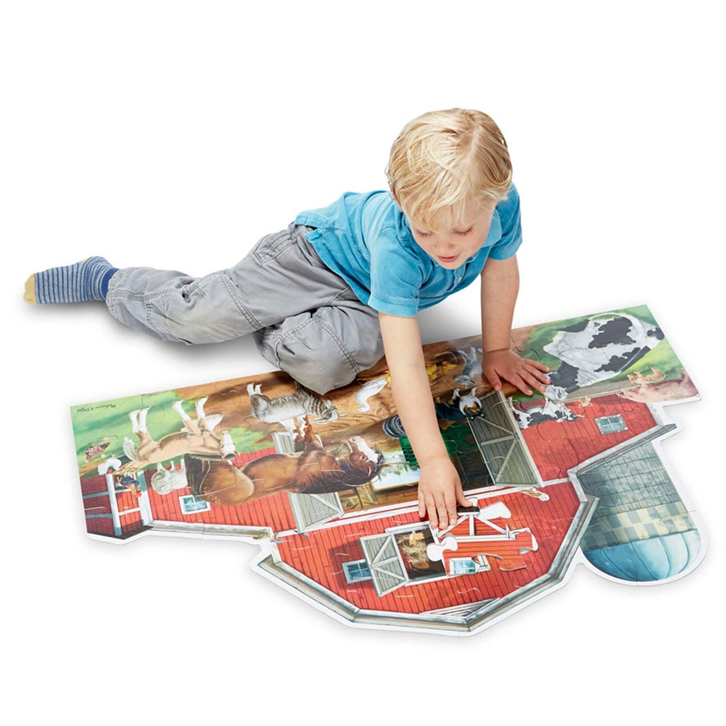 Busy Barn Yard Shaped Floor Puzzle - 32 Pieces - Loomini