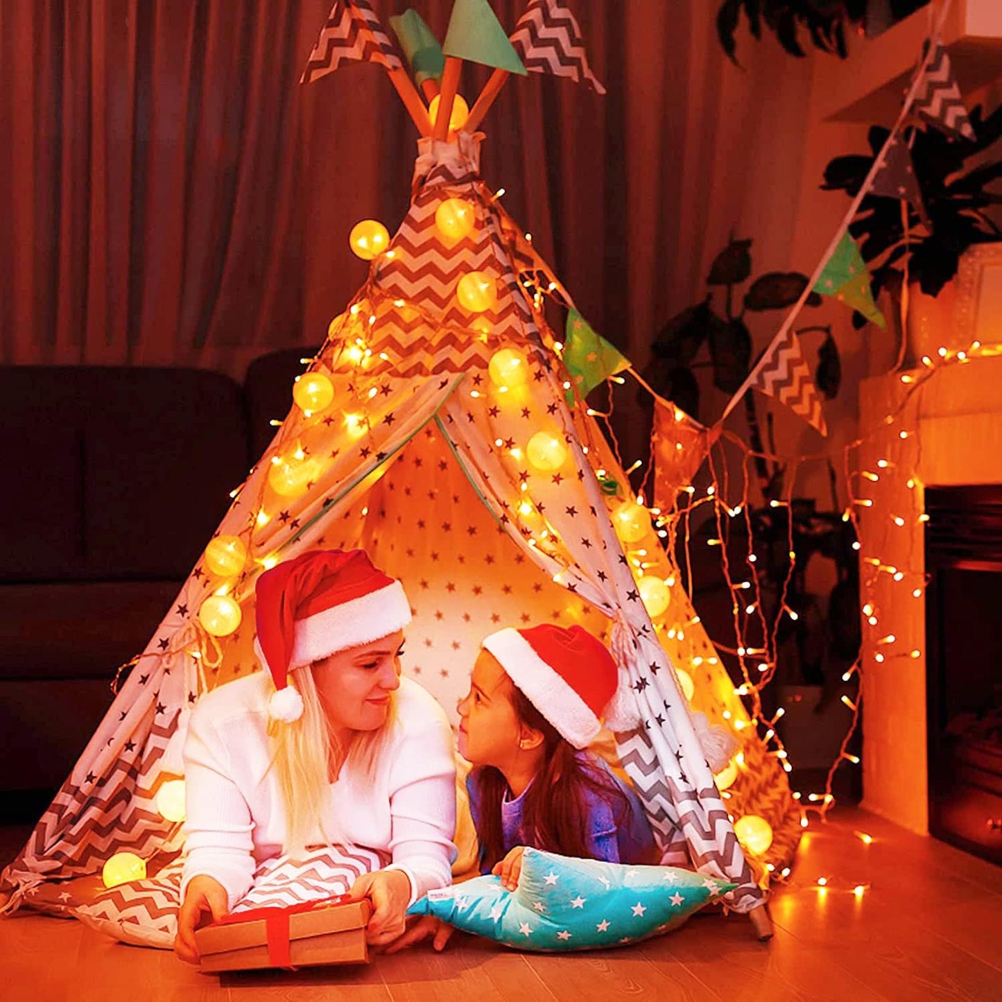 Connectable Orange Halloween Lights Indoor, 33Ft 100 LED Orange String Lights Outdoor Waterproof with 8 Modes, Plug in Orange Christmas Lights Clear Wire for Halloween Thanksgiving Fall