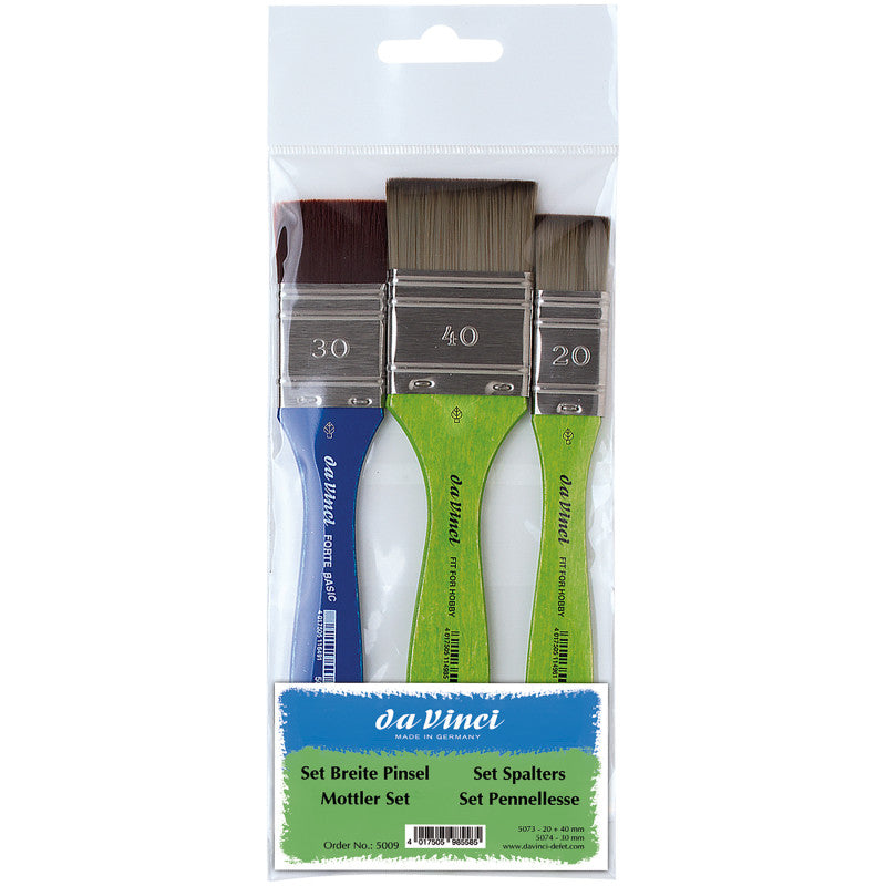 FIT Synthetics & FORTE Basic Hobby Brushes, Synthetic, Acrylic & Tempera, Mottler, Assorted, 3 Brush Set