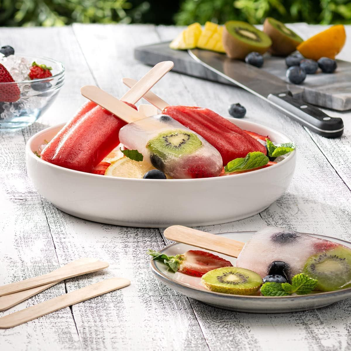 100Pcs Jumbo Wooden Craft Sticks Popsicle Stick 6” Long X 3/4”Wide Treat Ice Pop for DIY Crafts,Home Art Projects, Classroom Supplies