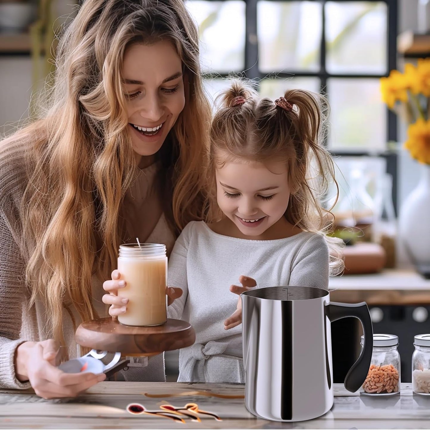 Candle Making Pouring Pot, 32Oz Stainless Steel Wax Melting Pot with Heat-Resistant Handle, Double Boiler Candle Making Pitcher with Dripless Pouring Spout Design