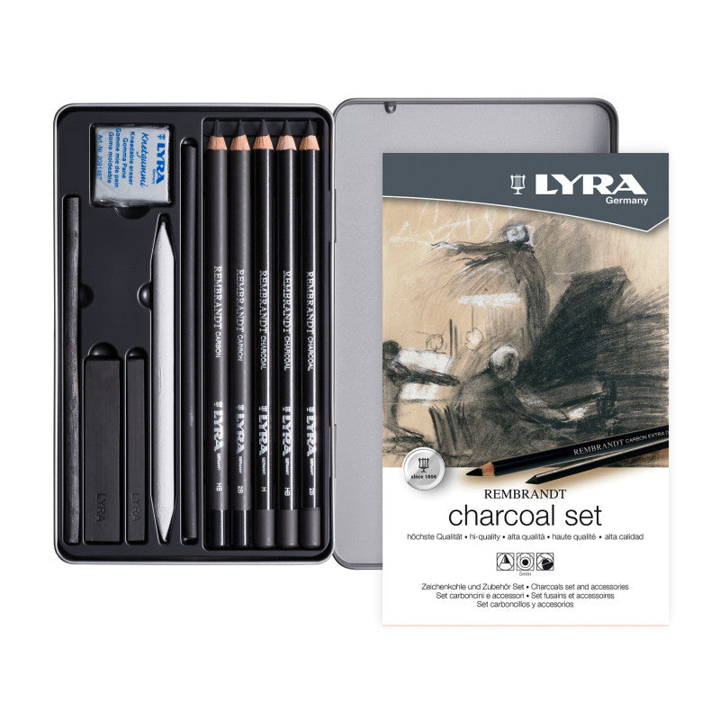 Rembrandt Charcoal Sketching Set Tin, Artist Pencils, Assorted, 11 Pieces