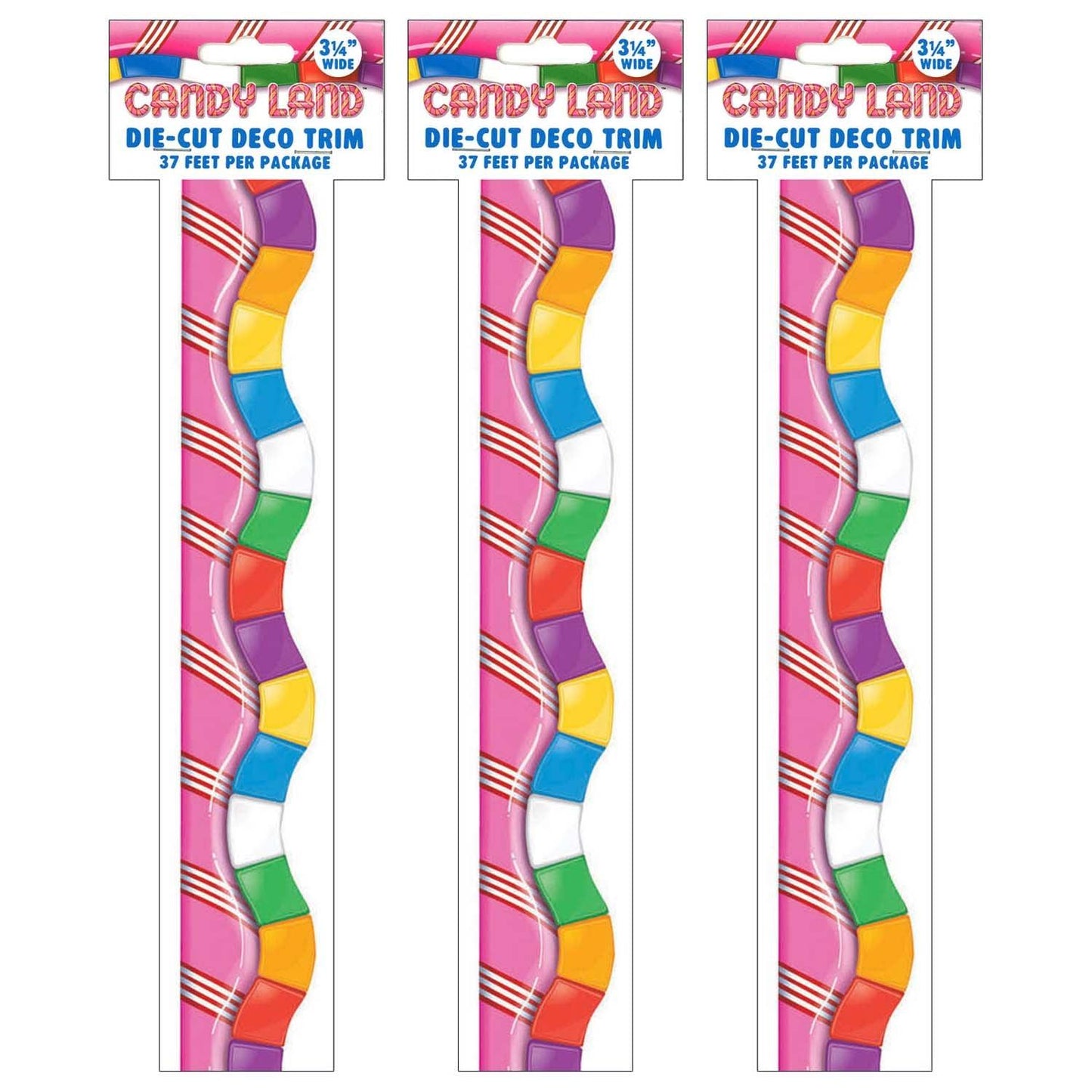 Candy Land™ Dimensional Look Extra Wide Die Cut Deco Trim®, 37 Feet Per Pack, 3 Packs - Loomini