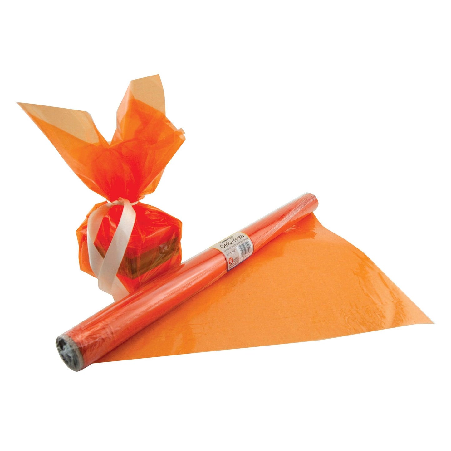 Cello-Wrap™ Roll, Orange, 20" x 12.5', 6 Rolls - Loomini