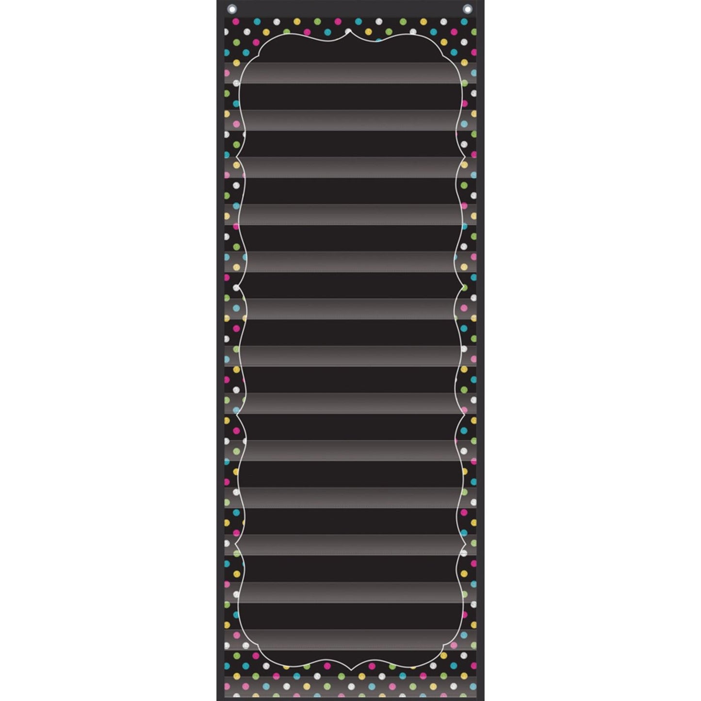 Chalkboard Brights 14 Pocket Daily Schedule Pocket Chart, 13" x 34" - Loomini