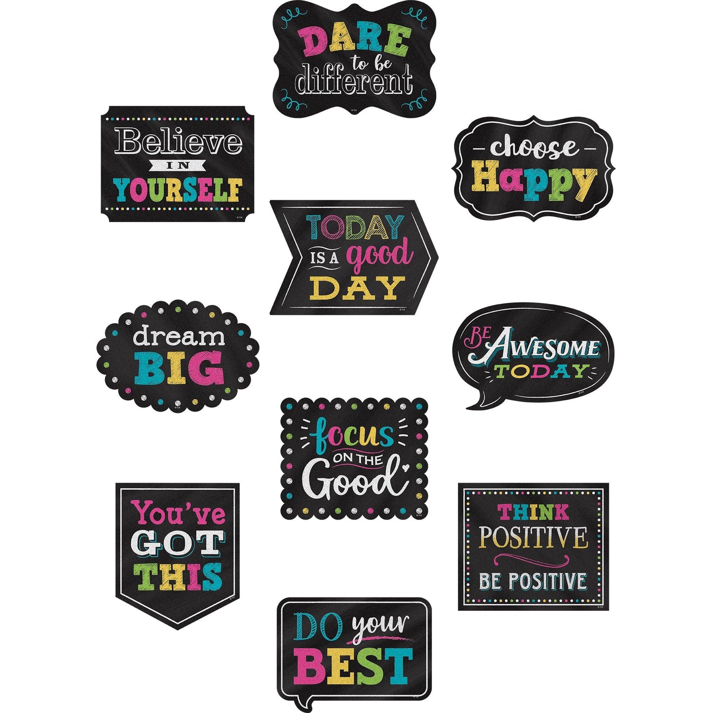 Chalkboard Brights Positive Sayings Accents, 30 Per Pack, 3 Packs - Loomini