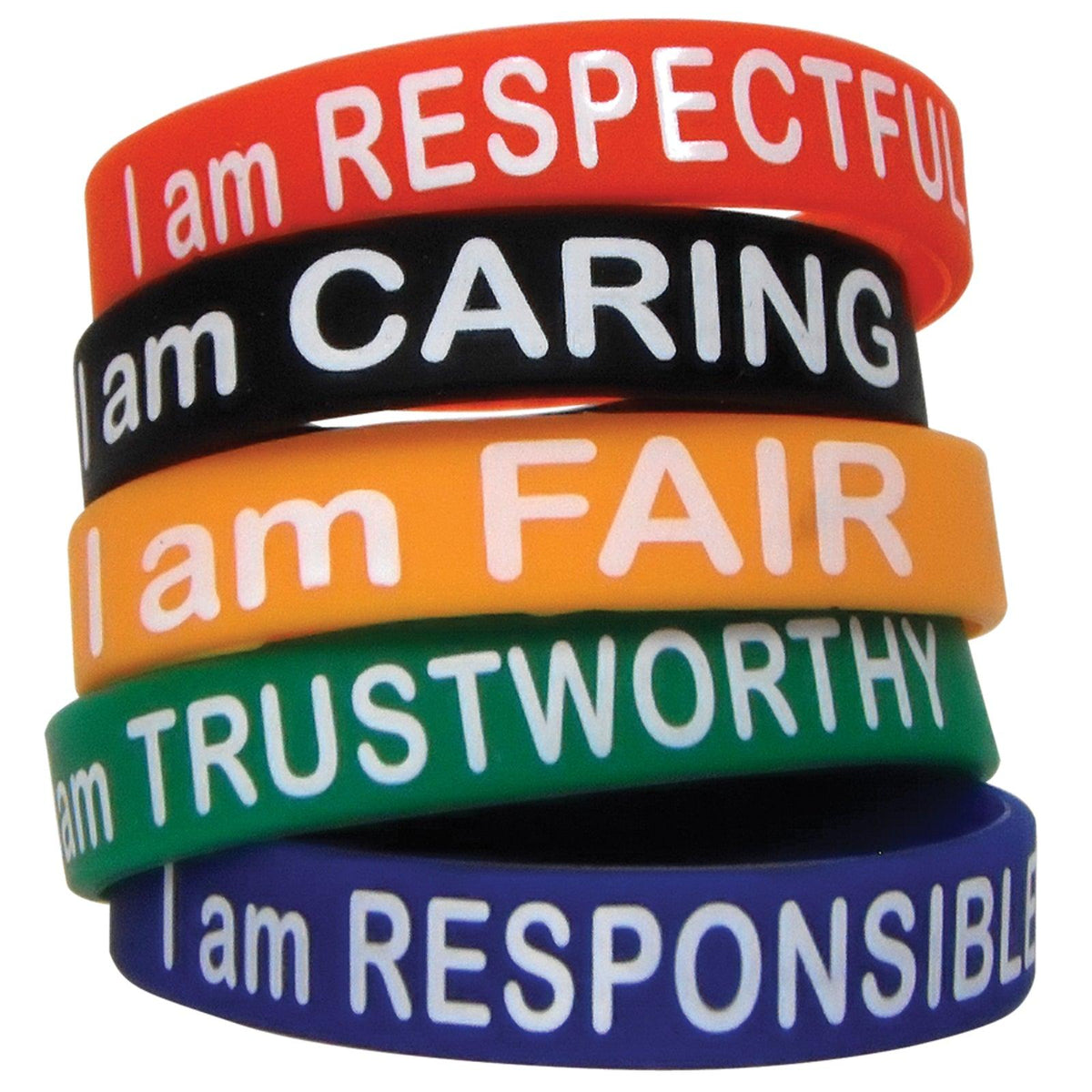 Character Traits Wristband Pack, 10 Per Pack, 6 Packs - Loomini