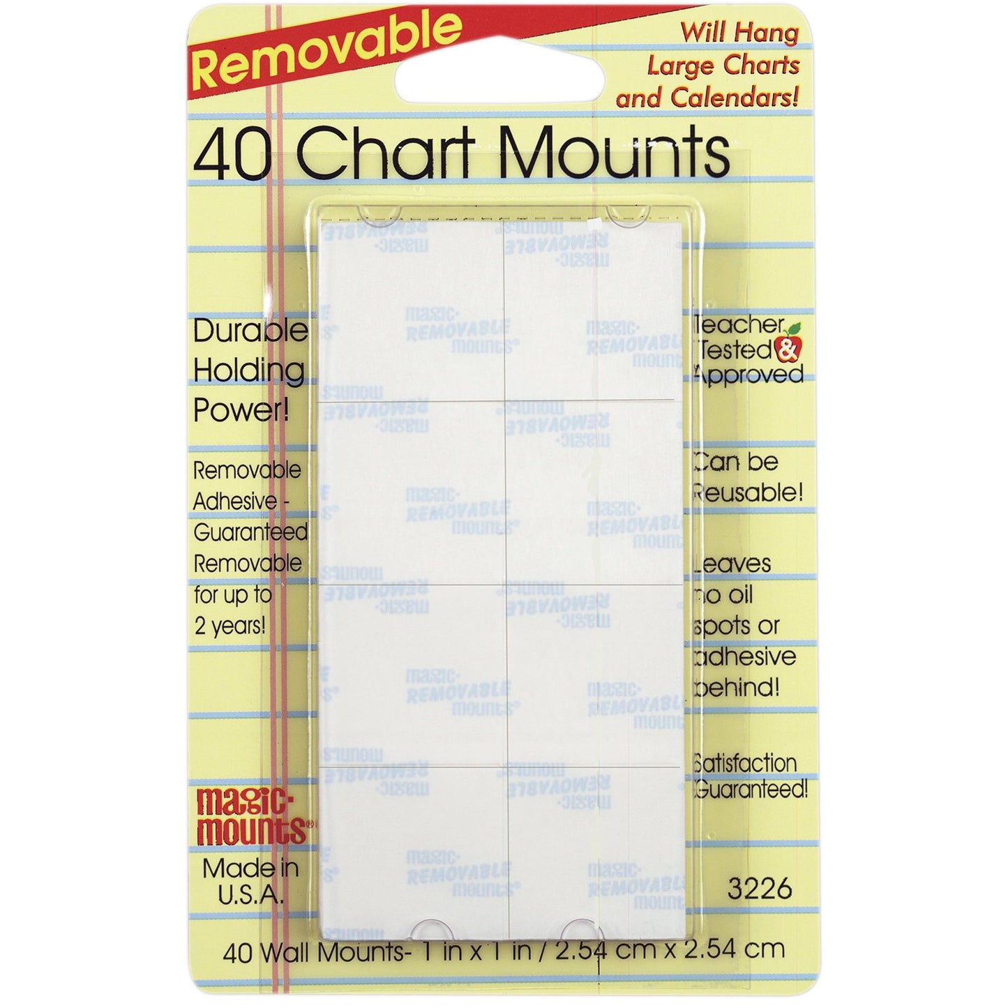 Chart Mounts, 1" x 1", 40 Per Pack, 6 Packs - Loomini