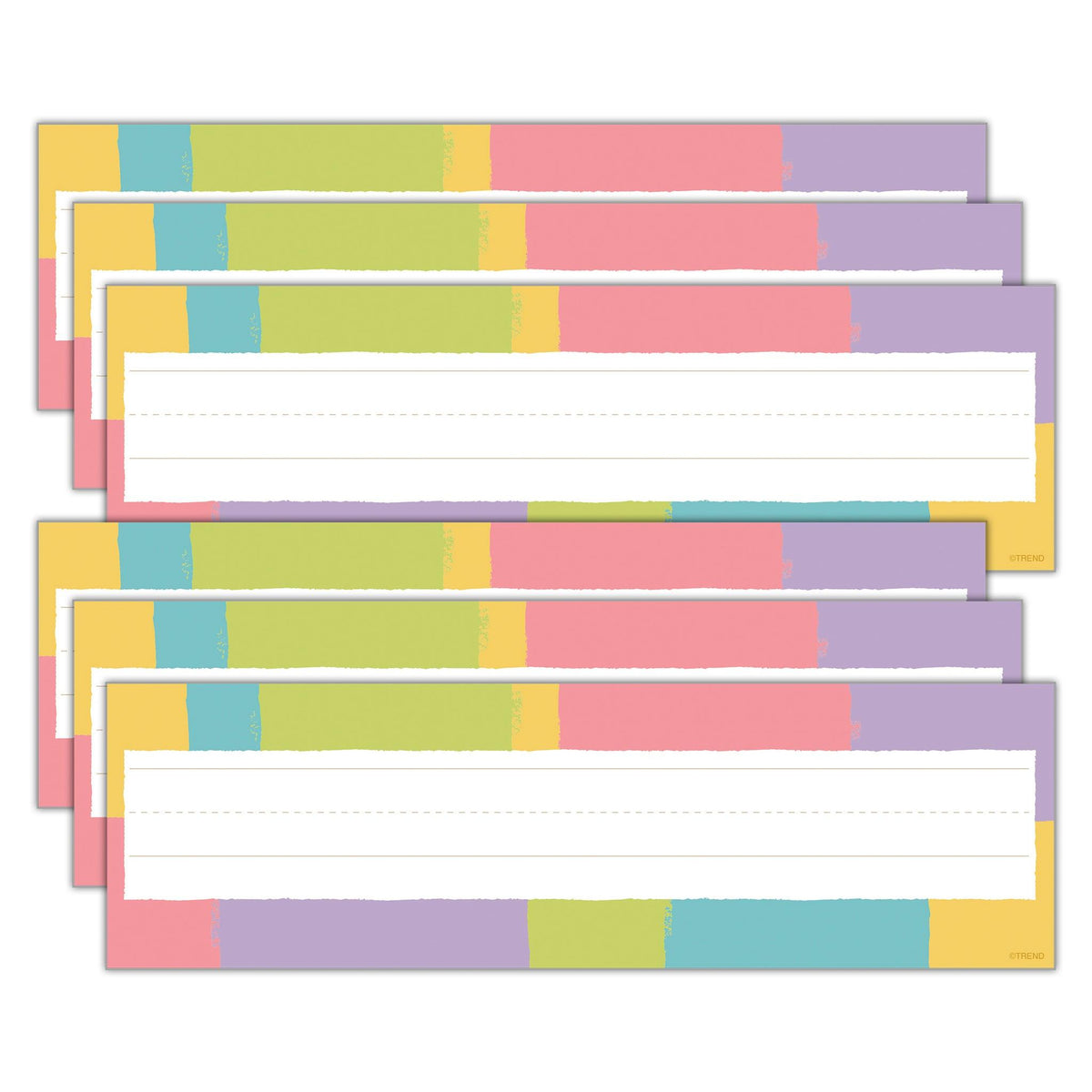 Cheerful Stripes Desk Toppers® Name Plates, 36 Per Pack, 6 Packs - Loomini