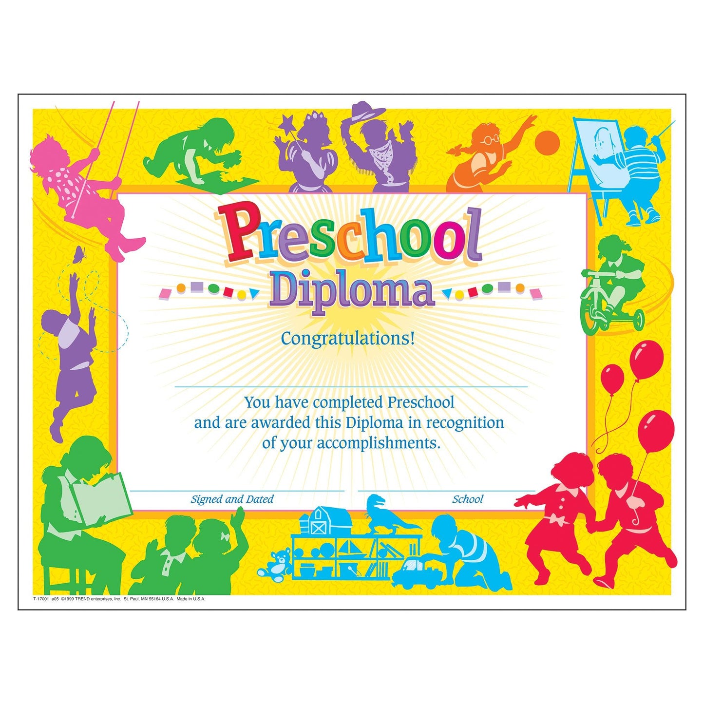 Classic Preschool Diploma, 30 Per Pack, 6 Packs - Loomini