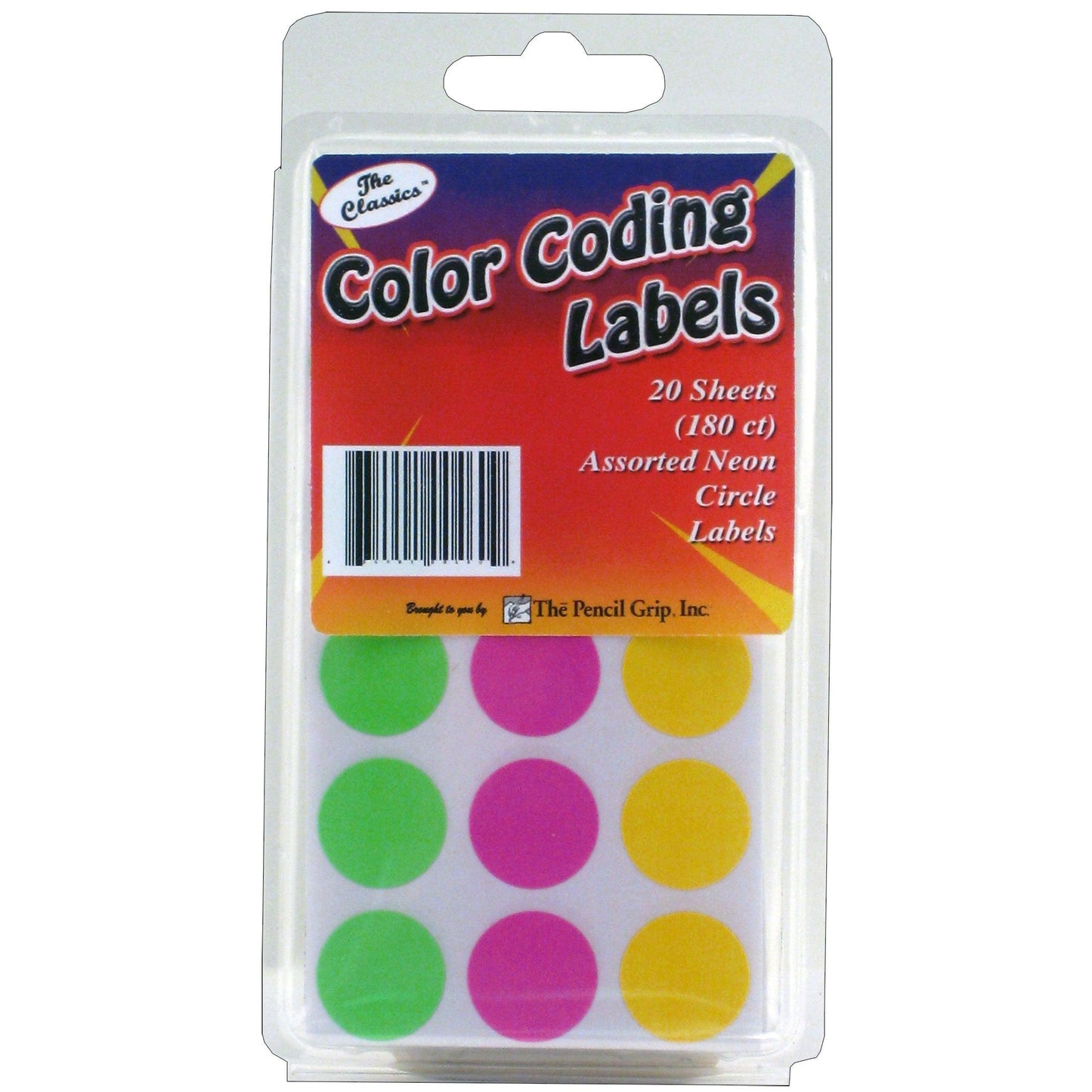 Color Coding Circle Labels, Neon, 180 Per Pack, 12 Packs - Loomini