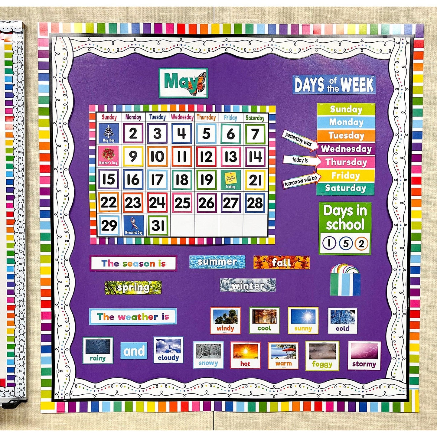 Colorful Calendar Bulletin Board Set - Loomini