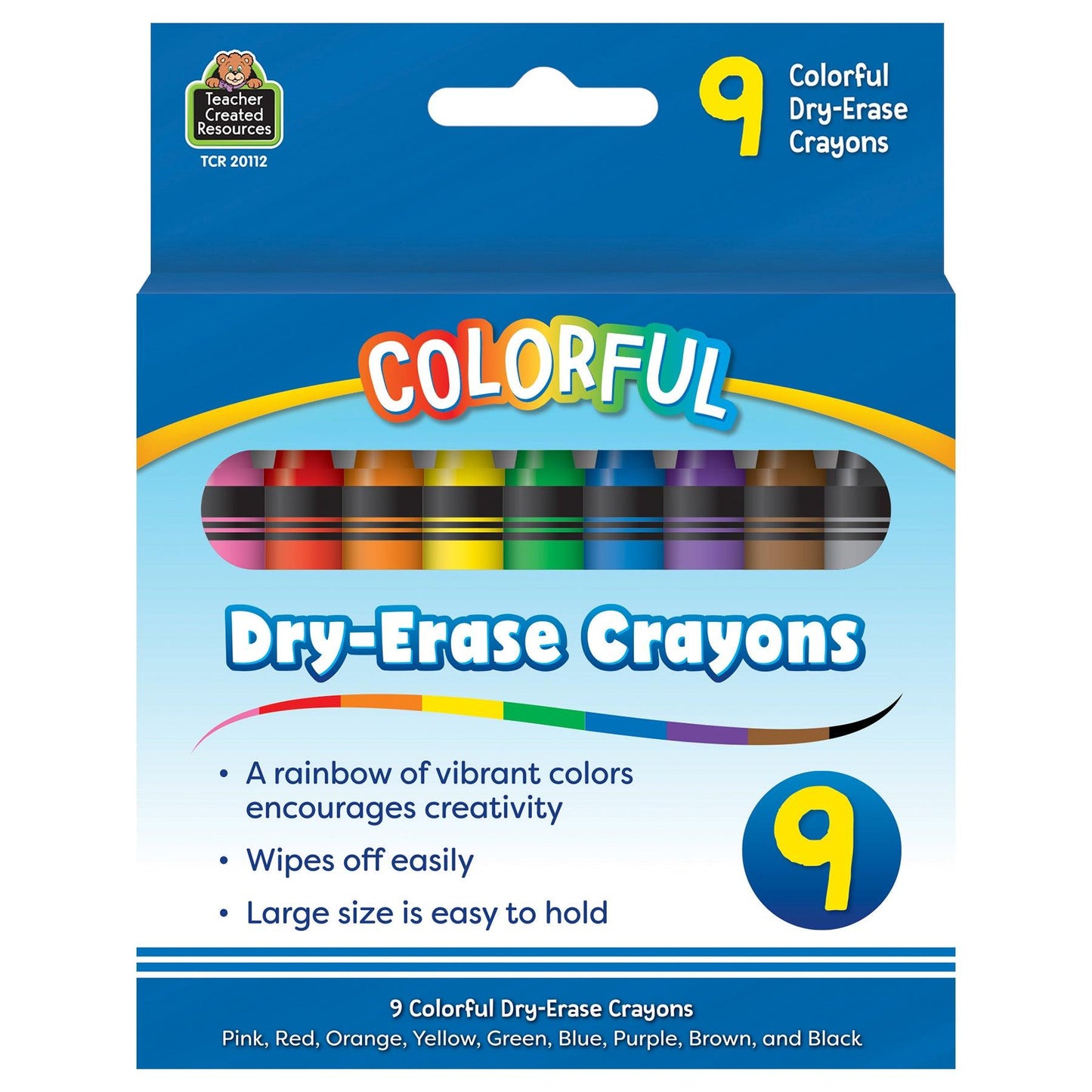 Colorful Dry-Erase Crayons, 9 Per Pack, 6 Packs - Loomini