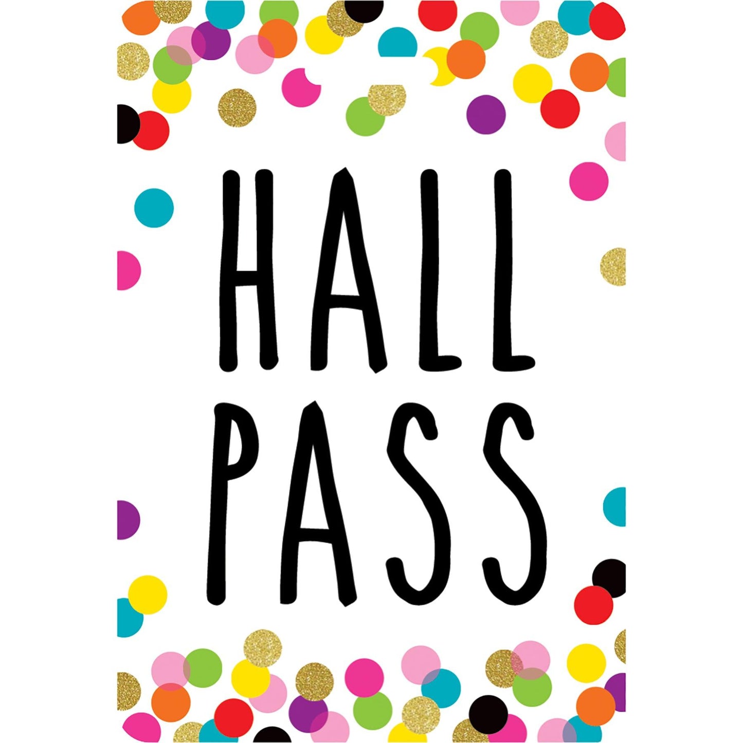 Confetti Hall Pass with Lanyard, 4 Per Pack, 3 Packs - Loomini