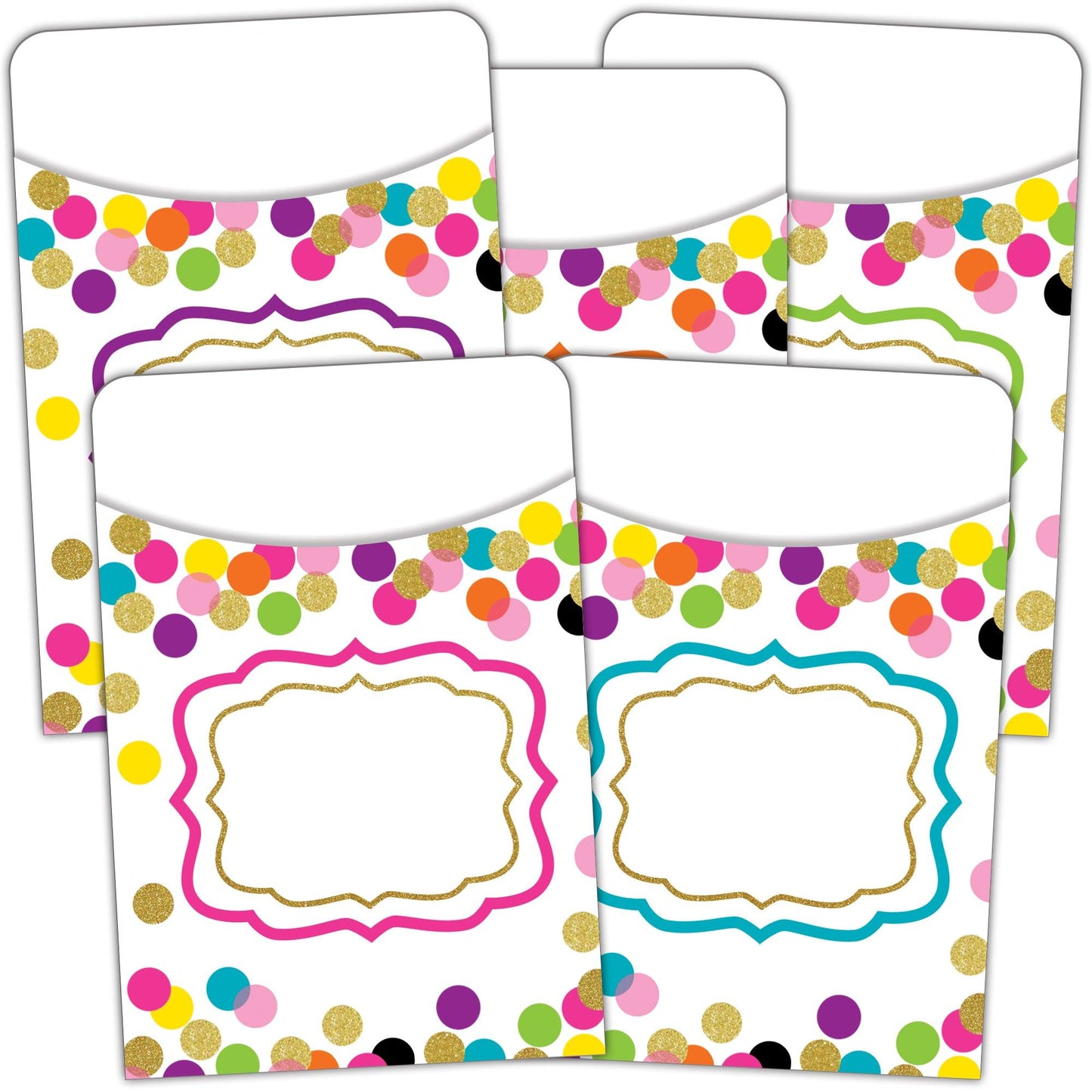 Confetti Library Pockets, 35 Per Pack, 3 Packs - Loomini