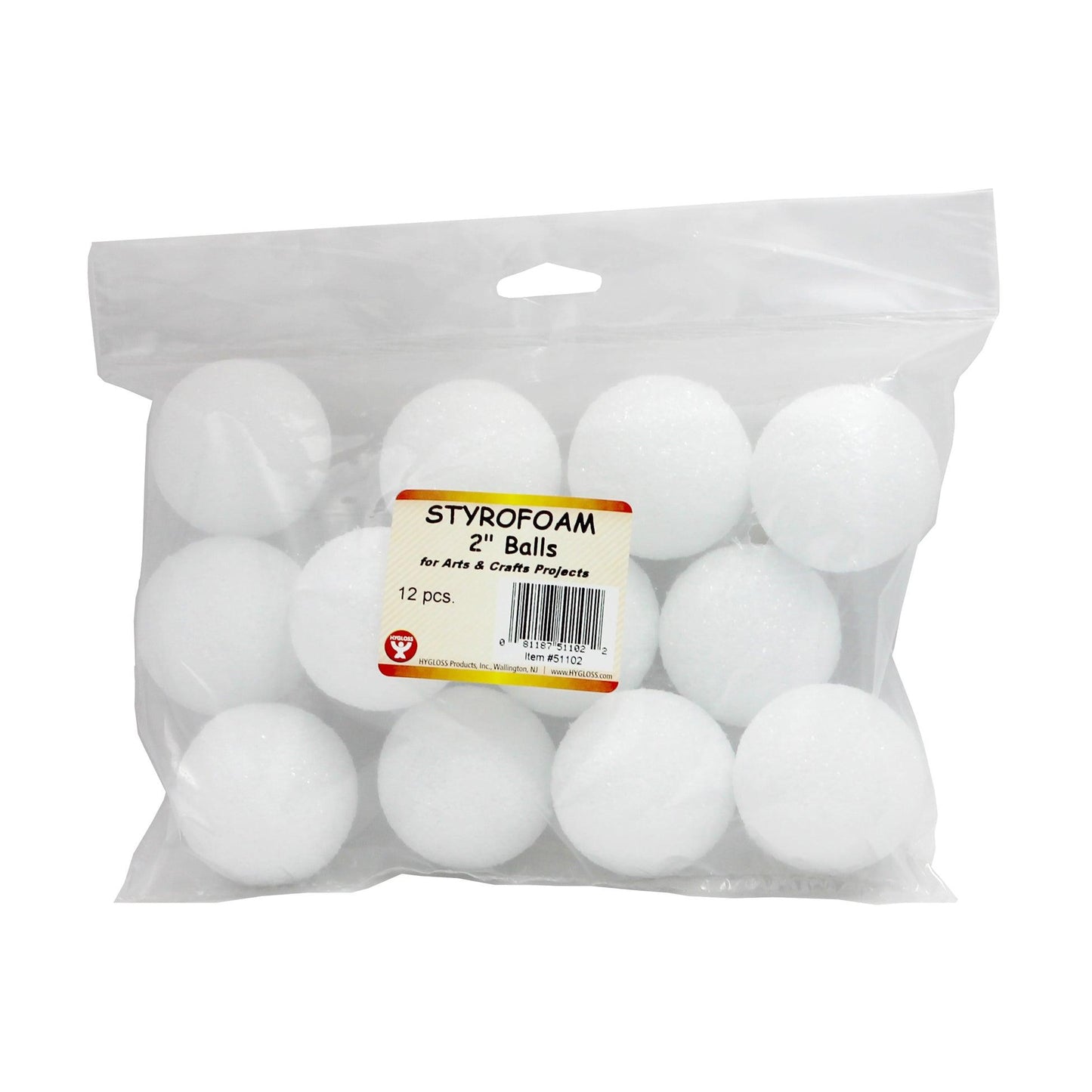 Craft Foam Balls, 2 Inch, White, 12 Per Pack, 3 Packs - Loomini