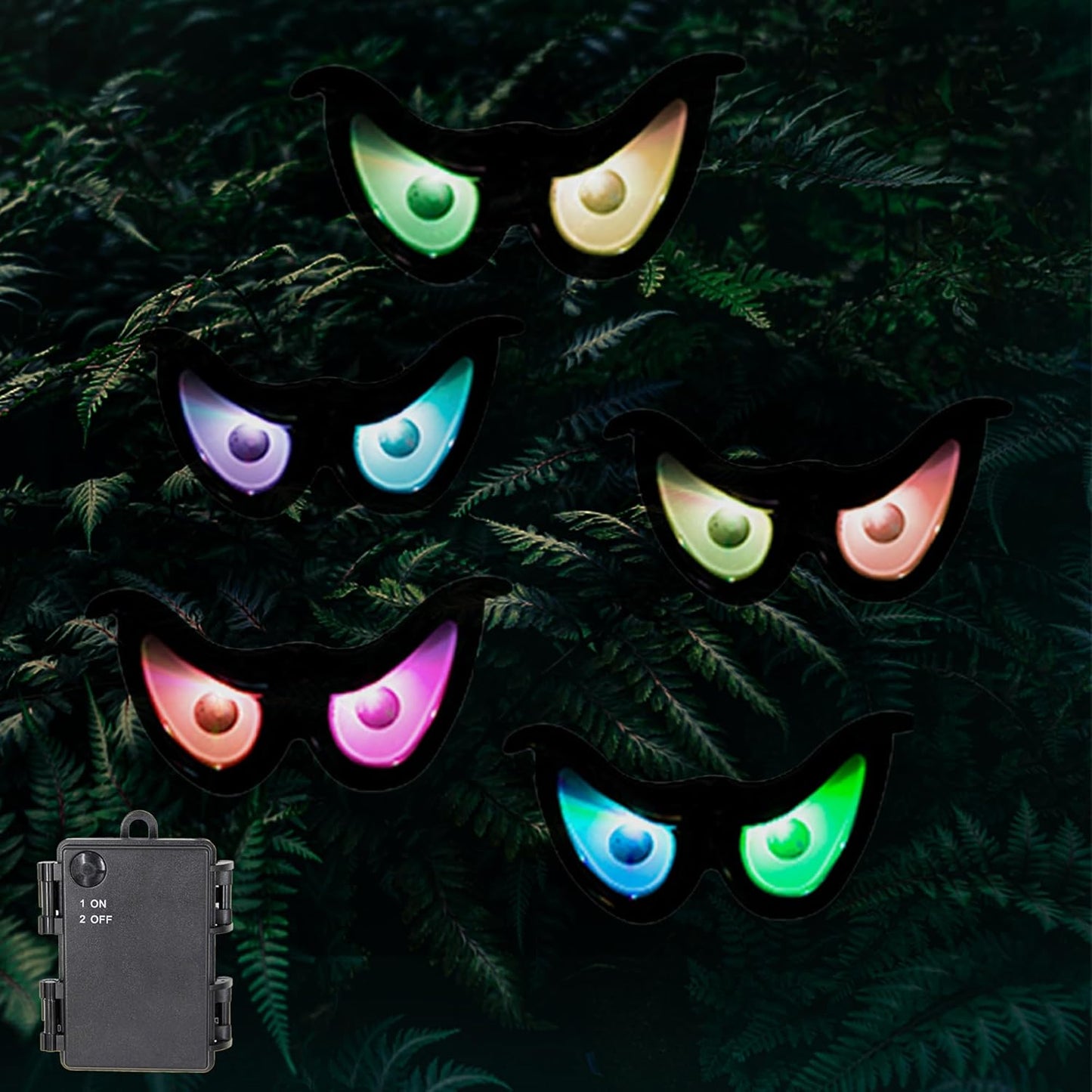 Halloween Eyes Lights, 5 Pairs Glowing Eyes Halloween Decorations with Hanging Rope, Spooky Eyeballs String Lights Decor for Bushes Tree Wall Window Outdoor Indoor