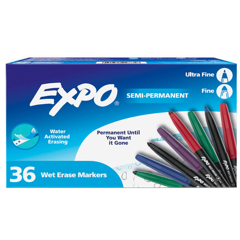 Vis-a-Vis Wet Erase Markers, Fine & Ultra Fine Point, Assorted, 36 Count