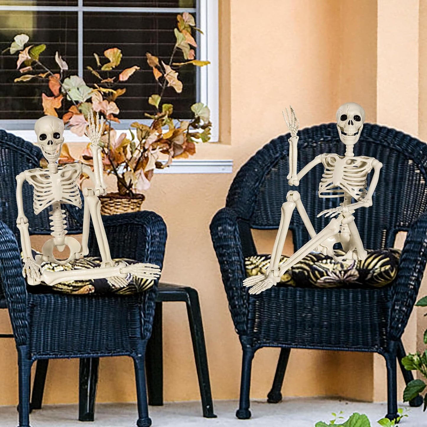 Halloween Skeleton Full Body Posable Joints Skeletons, 3Ft Plastic Human Skeleton Decorations for Halloween Party Haunted House Supplies (2Pcs)
