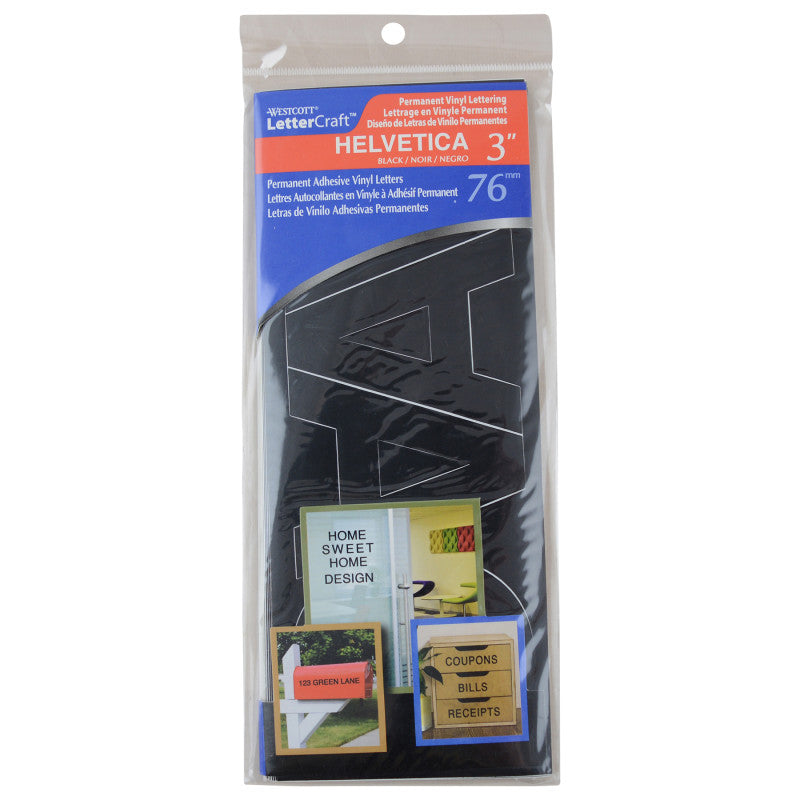 LetterCraft Permanent Vinyl Lettering, Helvetica, 3-Inch, Black