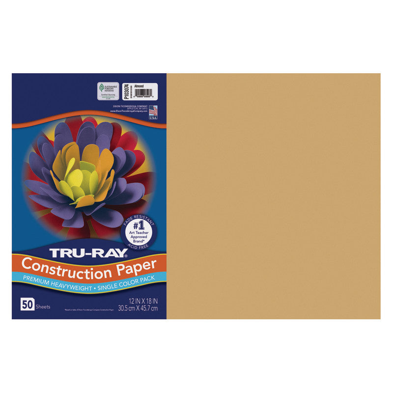 Construction Paper, Heavyweight, Almond, 12" x 18", 50 Sheets