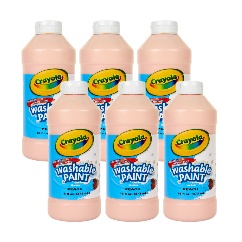 Washable Paint, Peach, 16 oz., Pack of 6