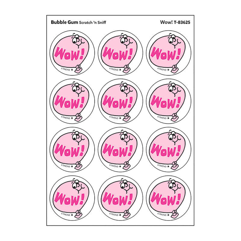 Wow!/Bubble Gum Scented Stickers, Pack of 24
