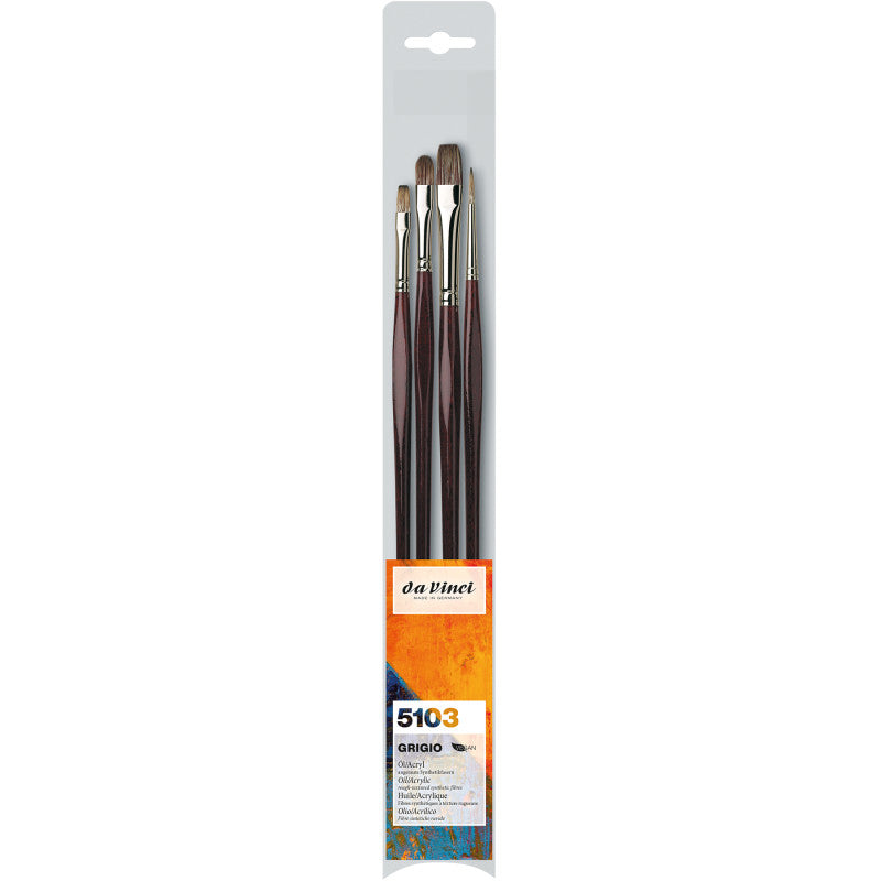 GRIGIO Classic Painting Brushes, Synthetic, Oil, Assorted, 3 Brush Set