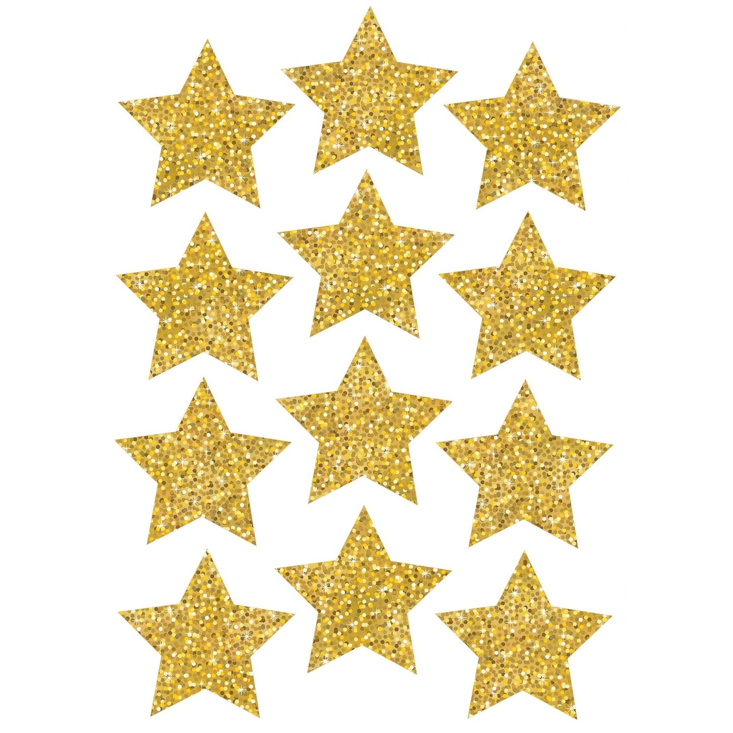 Die-Cut Magnets, 3" Gold Sparkle Stars, 12 Per Pack, 6 Packs - Loomini