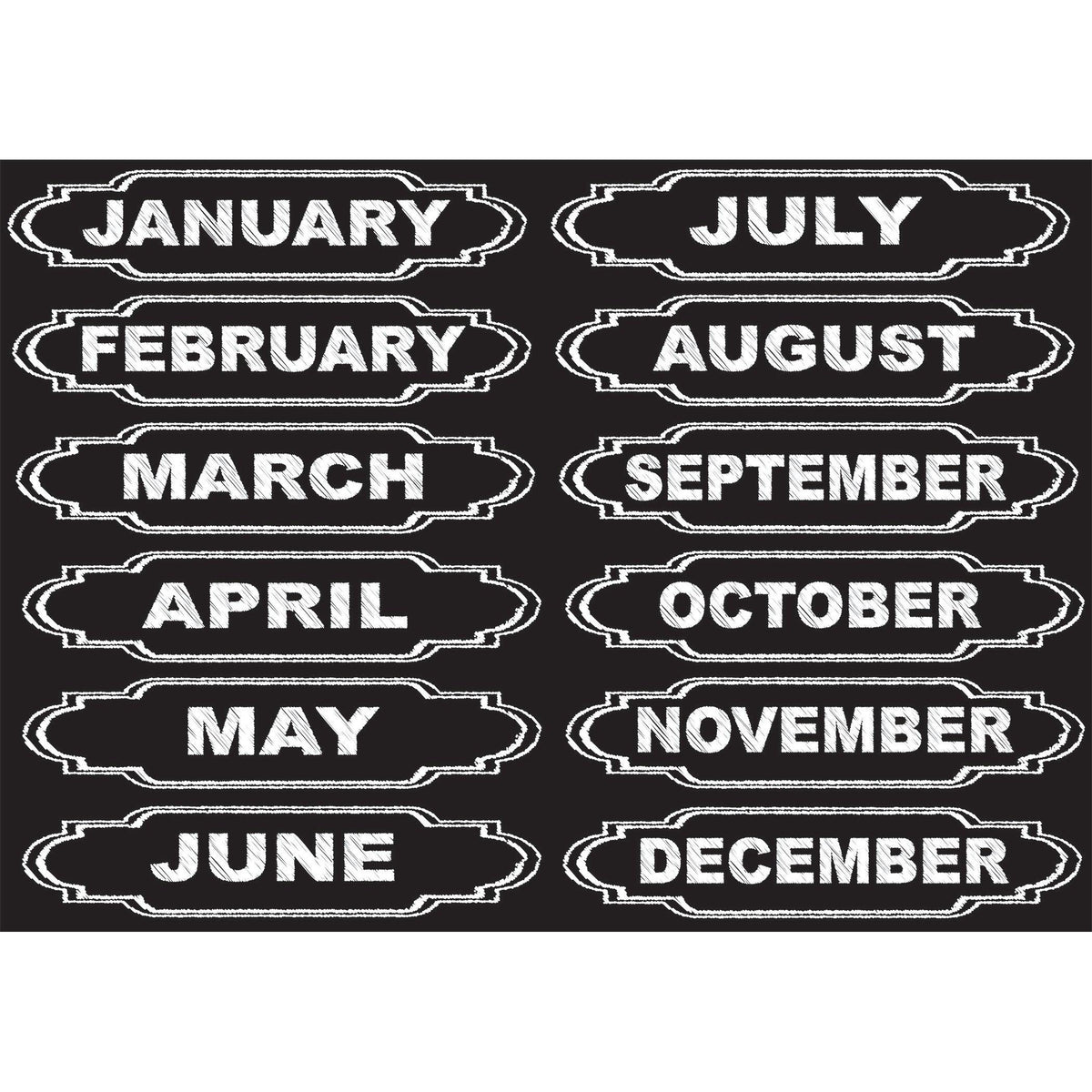Die-Cut Magnets, Chalkboard Calendar Months, 12 Per Pack, 6 Packs - Loomini