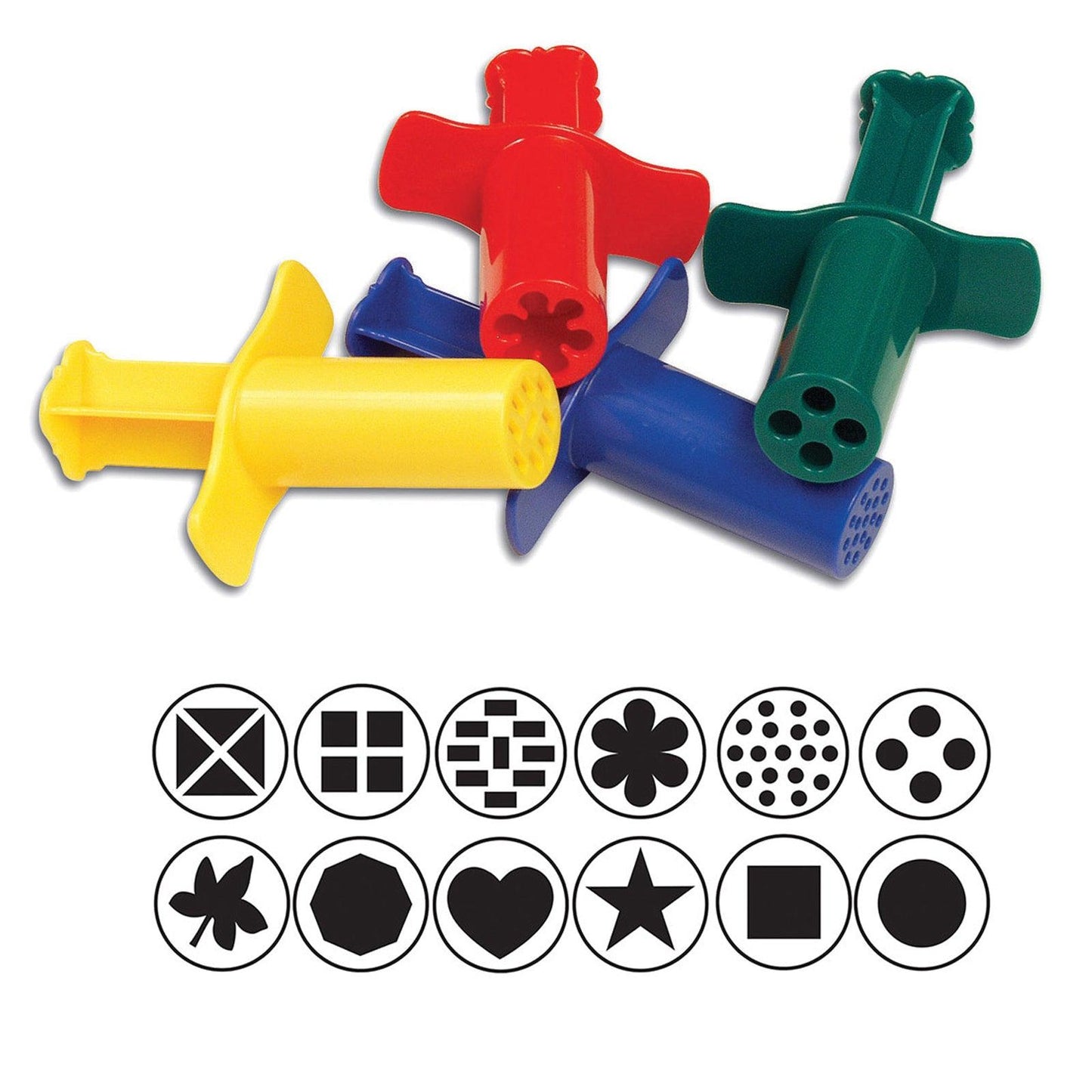 Dough Extruders, 12 Assorted Patterns, Approx. 3", 12 Pieces Per Pack, 2 Packs - Loomini