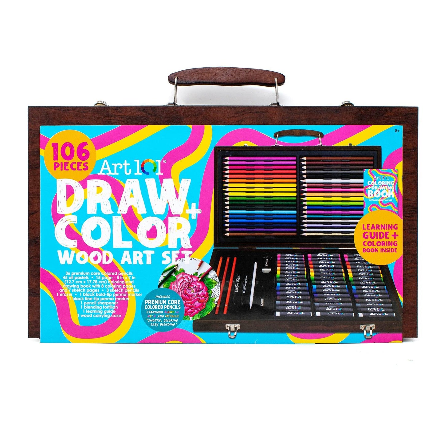 Draw & Color Wood 106-Piece Art Set - Loomini